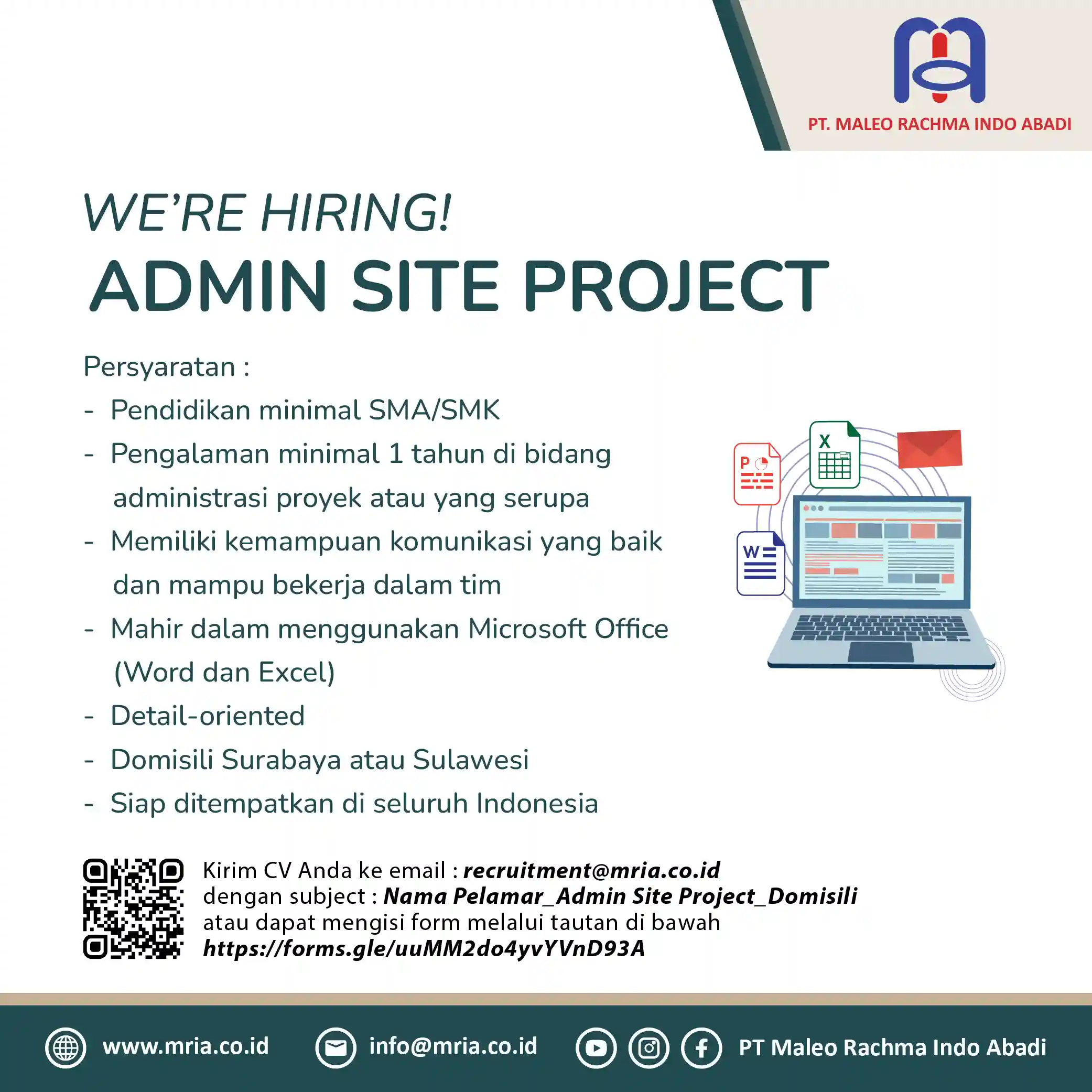 lowongan pekerjaan Admin Site Project